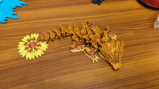 Baby Sunflower Articulated Dragon Cinderwing, Signature Colours Golden Brown