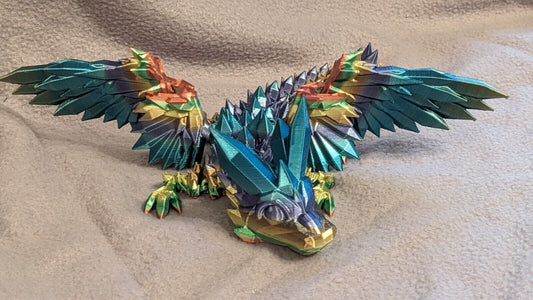Baby Crystal Winged dragon, 3d printed articulated dragon, cinderwing3d