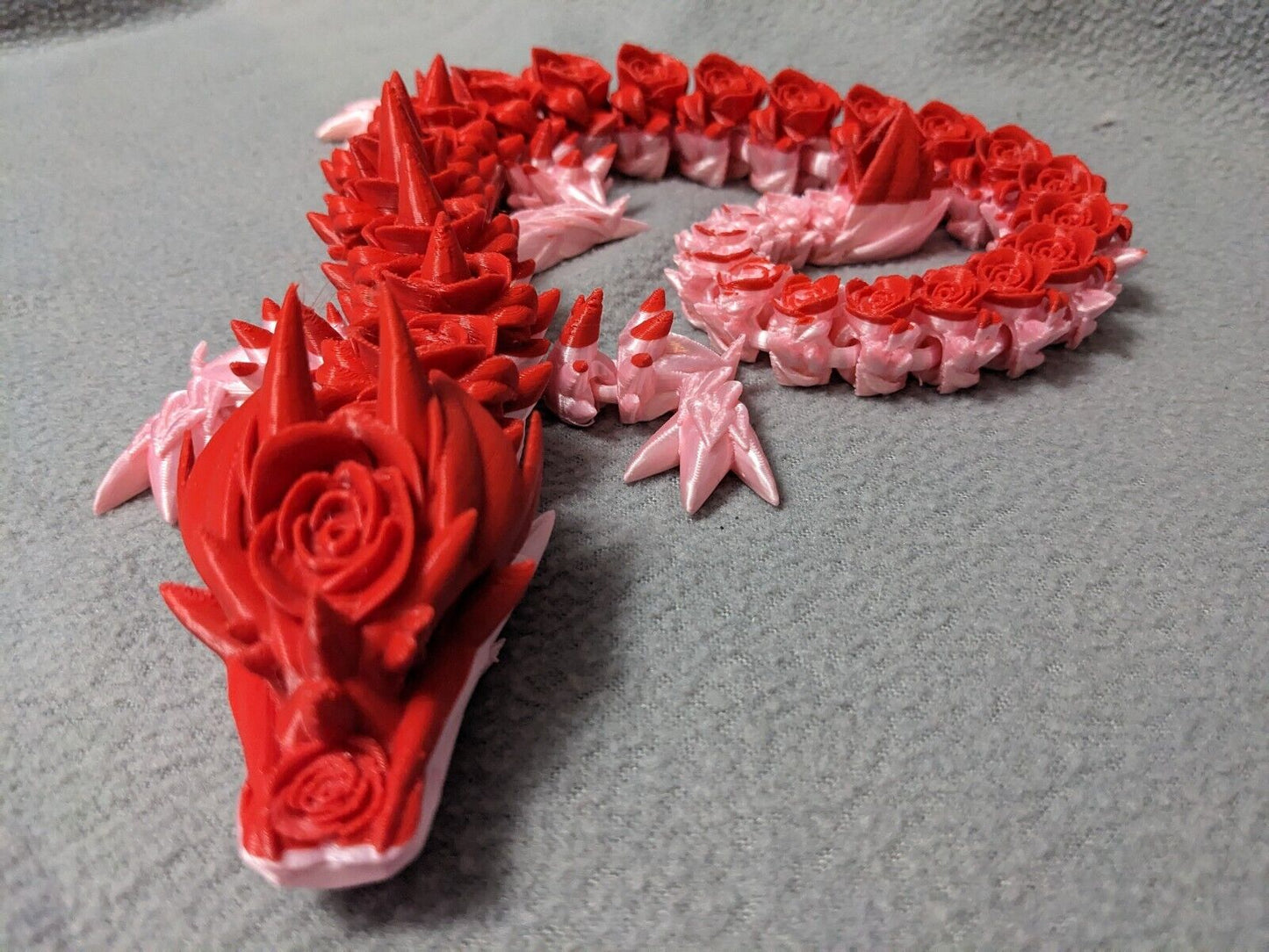 Rose dragon, 3d printed articulated dragon, valentines gift, cinderwing3d