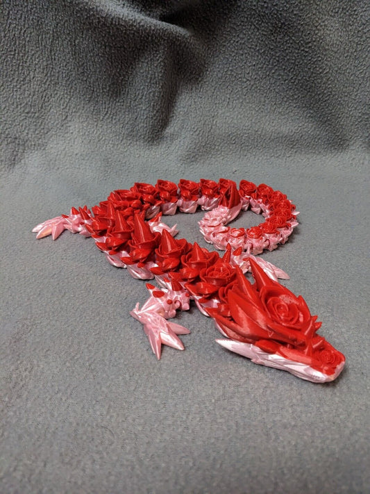 Rose dragon, 3d printed articulated dragon, valentines gift, cinderwing3d