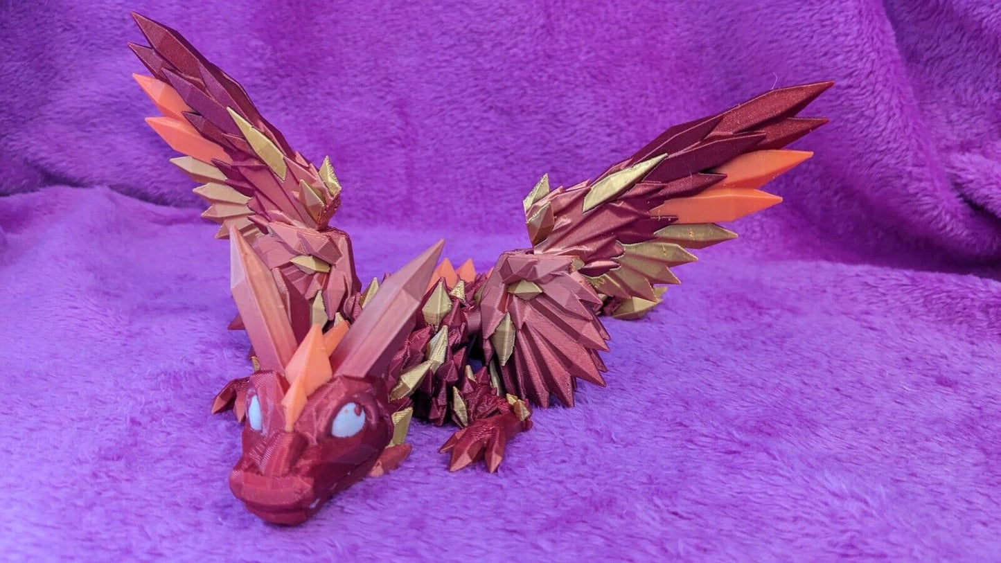 Baby Crystal Winged dragon, Custom colours articulated dragon, cinderwing3d