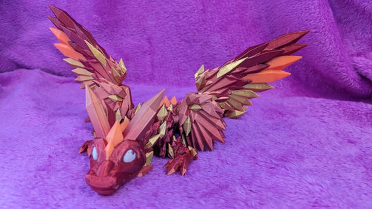 Baby Crystal Winged dragon, Custom colours articulated dragon, cinderwing3d