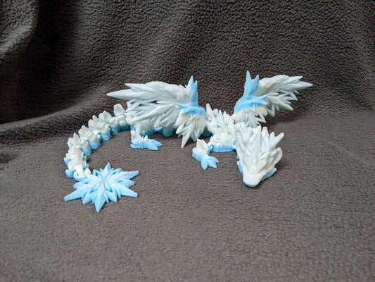 Winter winged dragon, articulated dragon, Frozen Dragon, CInderwing3d