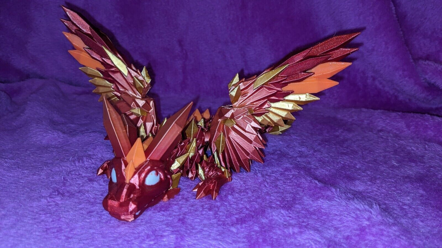 Baby Crystal Winged dragon, Custom colours articulated dragon, cinderwing3d